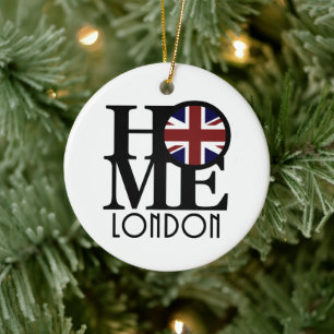ZUHAUSE London (britische Flagge) Keramik Ornament