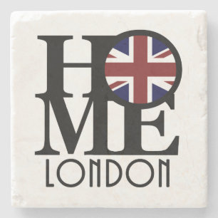ZUHAUSE London (britische Flagge) Steinuntersetzer