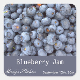 Zuhause machte Blueberry-Marmelade-Flaschen-Etiket Quadratischer Aufkleber