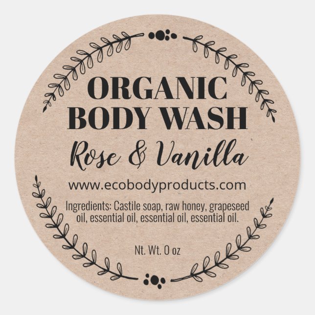 Zuhause made Bio Body Wash Soap Kraft Labels Runder Aufkleber (Vorderseite)