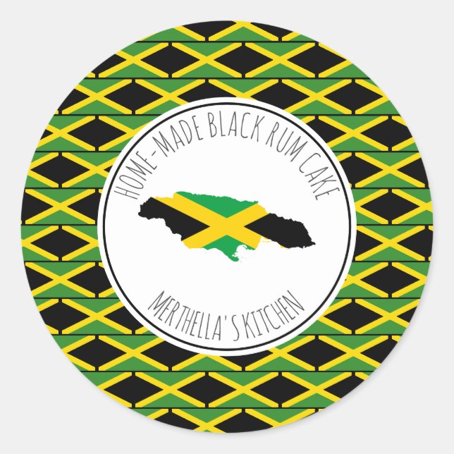 ZUHAUSE MADE BLACK RUM CAKE Jamaica Flag Runder Aufkleber (Vorderseite)
