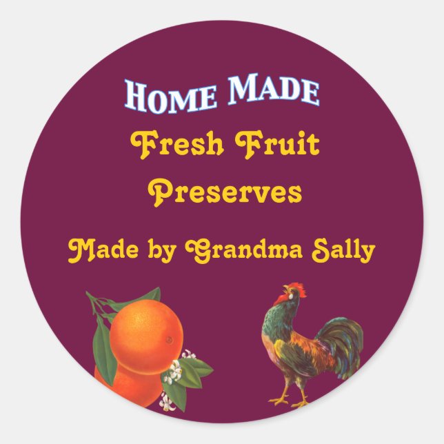 Zuhause Made Custom Rooster und Orange Stickers (Vorderseite)