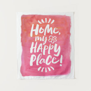 ZUHAUSE mein glücklicher Ort! Aquarellkalk Pastell Wandteppich