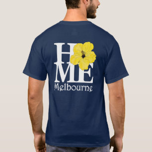 ZUHAUSE Melbourne Yellow Hibisken (Back Print) T-Shirt