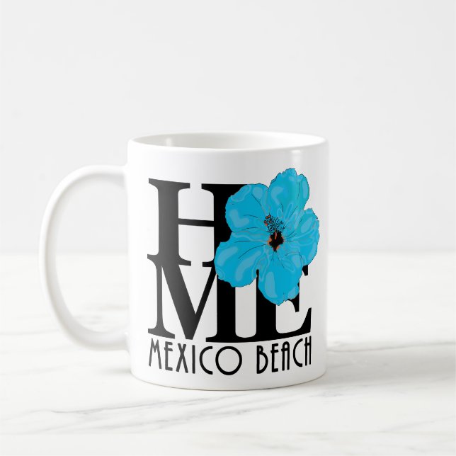 ZUHAUSE Mexico Beach Florida Blue Hibiskus 11oz Kaffeetasse (Links)
