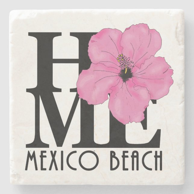 ZUHAUSE Mexico Beach Pink Hibiskus Steinuntersetzer (Vorderseite)