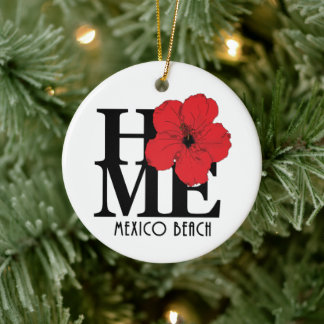 ZUHAUSE Mexico Beach Red Hibiskus Keramik Ornament