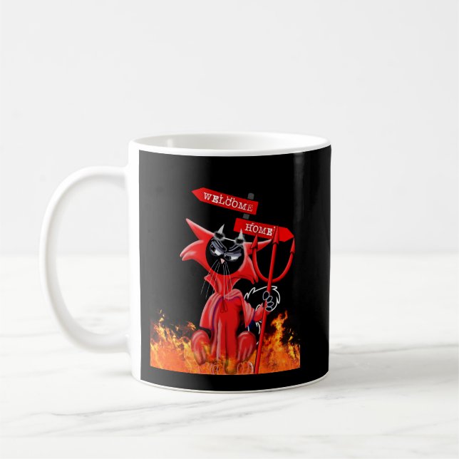Zuhause mit Begrüßungszeichen Kaffeetasse (Links)