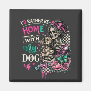 Zuhause mit meinem Hund Gothic Skeleton Dachshund Magnet