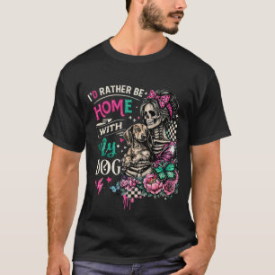 Zuhause mit meinem Hund Gothic Skeleton Dachshund T-Shirt