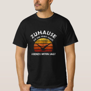 Zuhause Moin Lighthouse Seagull North Sea Sunset T-Shirt