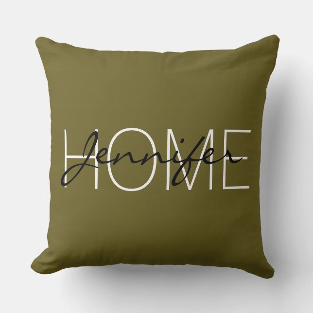 Zuhause-Monogramm für antike Bronze Kissen (Vorderseite)