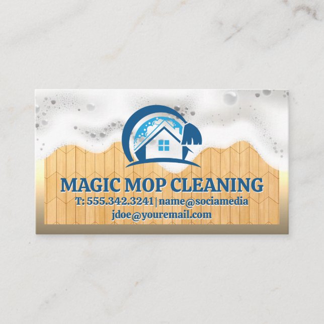 Zuhause-Mop-Logo | Seifenspulen | Reinigung Visitenkarte (Vorderseite)