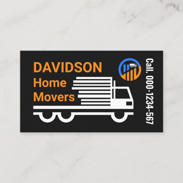 Zuhause Movers Transport Trucker Visitenkarte (Vorderseite)