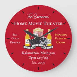 Zuhause Movie Theater Popcorn Clapperboard Film Große Wanduhr