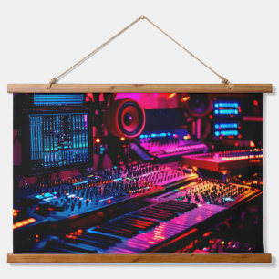 Zuhause Music Studio Wandteppich Mit Holzrahmen