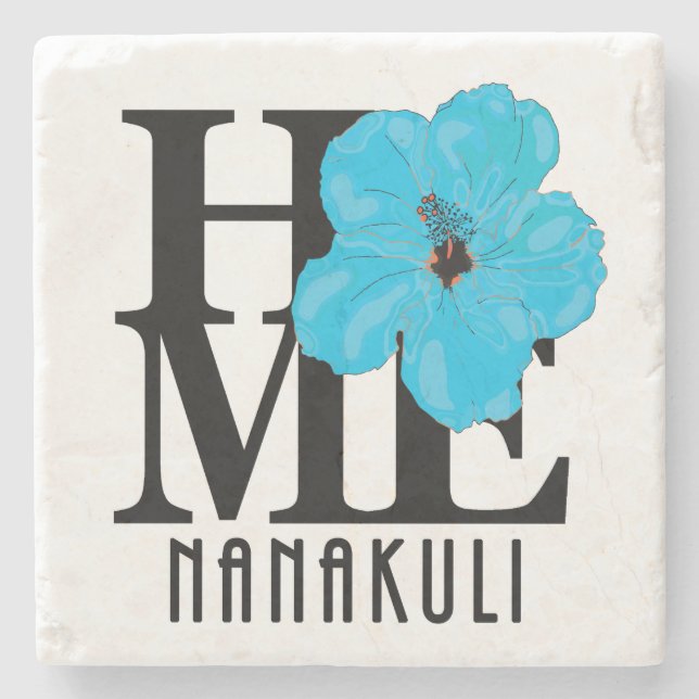 ZUHAUSE Nanakuli Hawaii Blue Hbiscus Steinuntersetzer (Vorderseite)