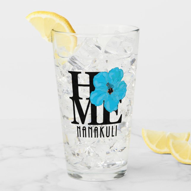ZUHAUSE Nanakuli Hawaii Blue Hibiskus Glas (Vorderseite Ice)