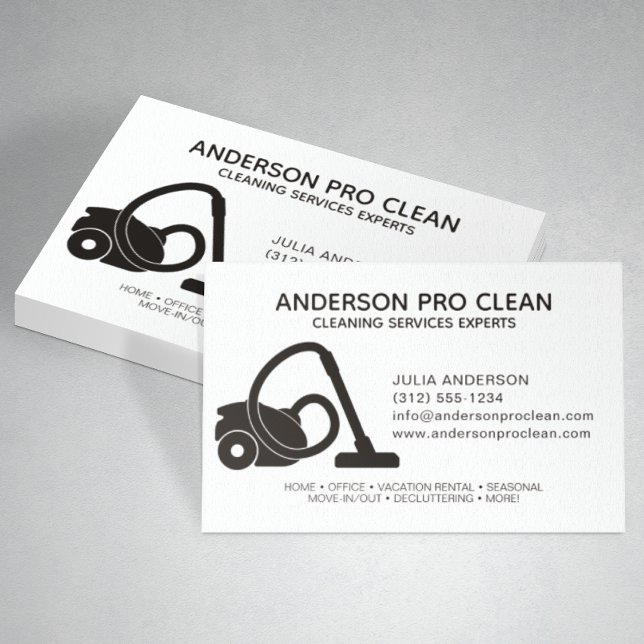 Zuhause & Office Beruflich Clearing Service Black Visitenkarte (Von Creator hochgeladen)