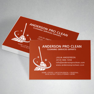 Zuhause & Office Pro Reinigungsservice Crimson Red Visitenkarte