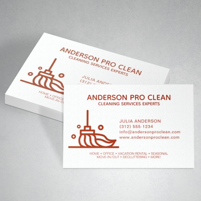 Zuhause & Office Pro Reinigungsservice Crimson Red Visitenkarte (Von Creator hochgeladen)