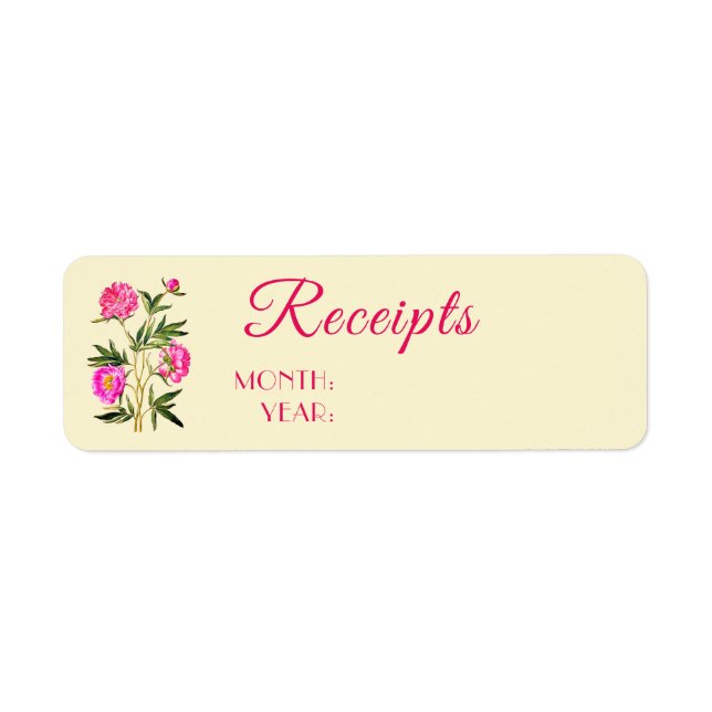 Zuhause-Organisation Peonies-Blume erhalten Labels (Vorne)