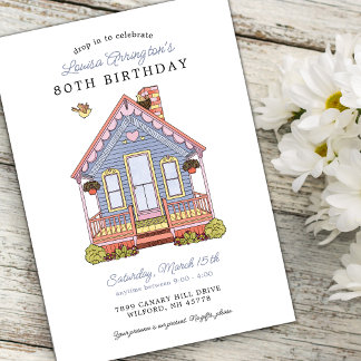 Zuhause Party 80. Geburtstag Drop-In Einladung