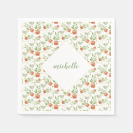 Zuhause-Pflanze in Keramik-Pools Wasserfarbmuster Serviette