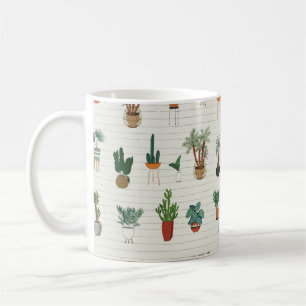 Zuhause-Pflanzen, nahtlos handgezeichnet Kaffeetasse