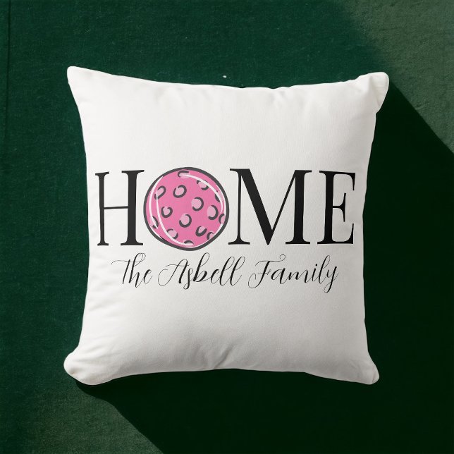 Zuhause Pink Pickleball Familienname Throw Kissen (Von Creator hochgeladen)