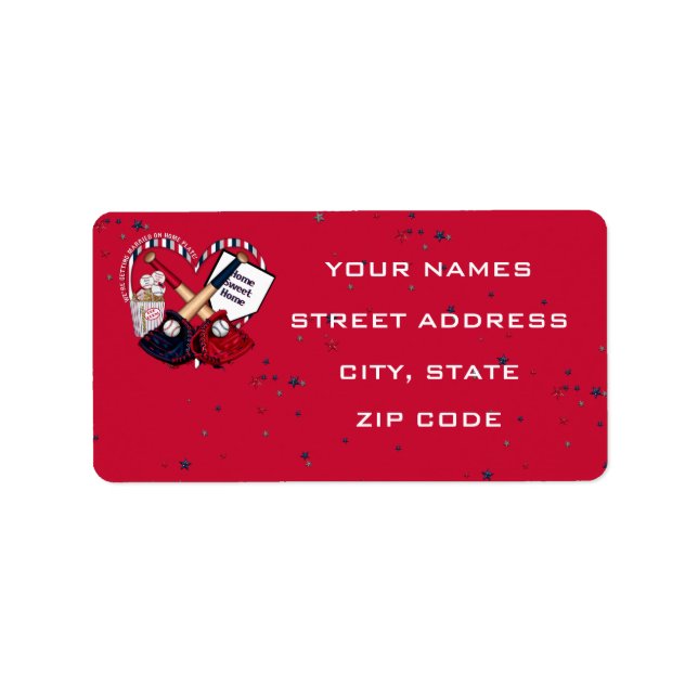 Zuhause Plate Baseball Wedding Address Labels 02-R Adressaufkleber (Vorne)