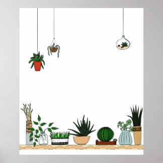 Zuhause Potted Pflanze Doodle Art Poster