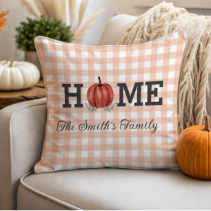 Zuhause Pumpkin Pillow Gingham Karo Cozy Herbst He Kissen
