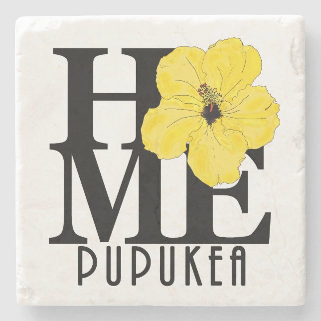ZUHAUSE Pupukea Gelber Hibiskus Steinuntersetzer (Vorderseite)