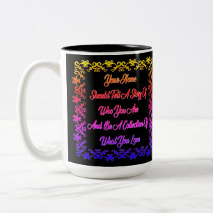 Zuhause Quote Black Rainbow Tasse