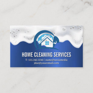 Zuhause-Reinigung   Soap Suds   Blaue Metallic Tex Visitenkarte