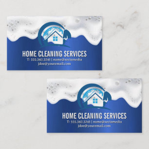 Zuhause-Reinigung   Soap Suds   Blaue Metallic Tex Visitenkarte