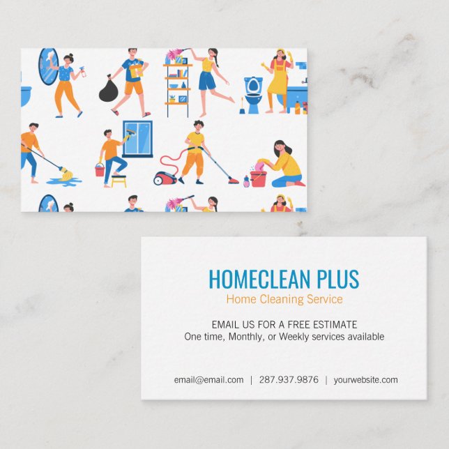 Zuhause-Reinigungsservice-Muster Business Card Visitenkarte (Vorne/Hinten)