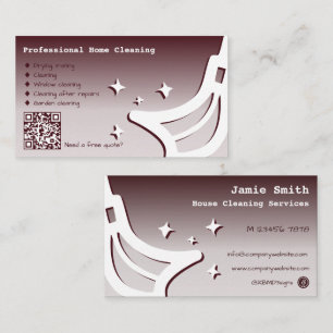 Zuhause-Reinigungsservice - Red Business Card Visitenkarte