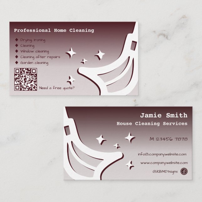 Zuhause-Reinigungsservice - Red Business Card Visitenkarte (Vorne/Hinten)