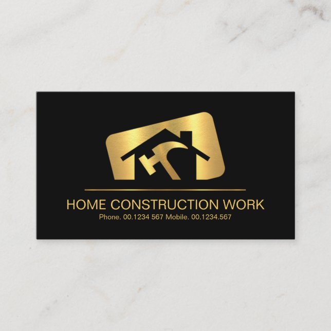 Zuhause Reparatur von Gold Rectangle Box Visitenkarte (Vorderseite)