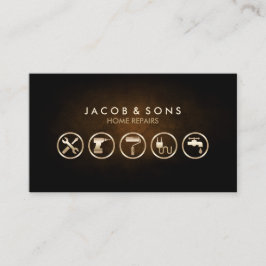 Zuhause repariert Gold Icons Braune Grunge Textur Visitenkarte