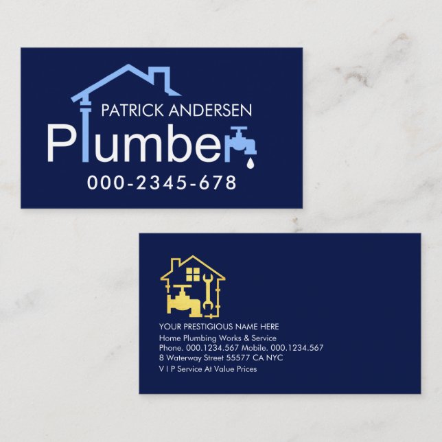 Zuhause-Rohrleitung für Creative Plumber Visitenkarte (Vorne/Hinten)