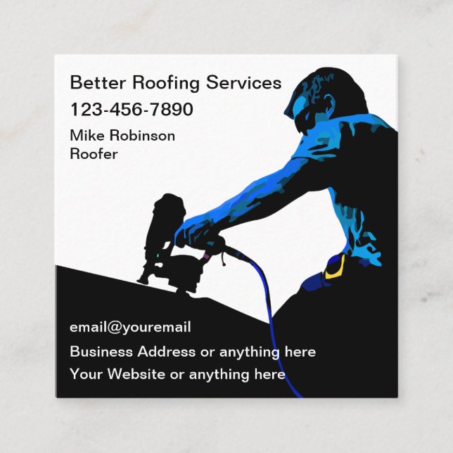 Zuhause Roofing Theme Business Cards Quadratische Visitenkarte (Vorderseite)