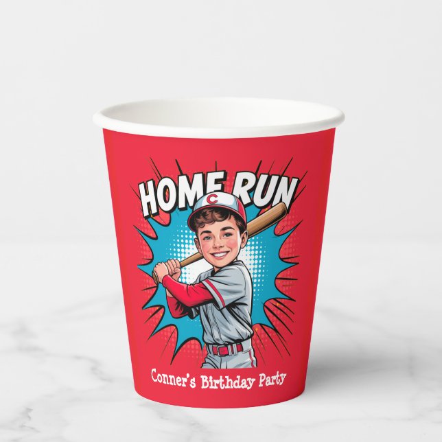 Zuhause Run Boy Baseball Birthday Bash Pappbecher (Vorderseite)