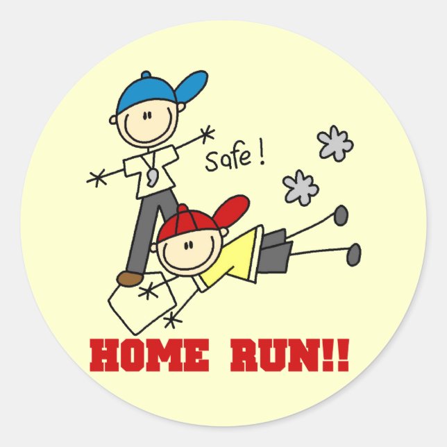 Zuhause Run Boys Baseball Tshirts und Geschenke Runder Aufkleber (Vorderseite)