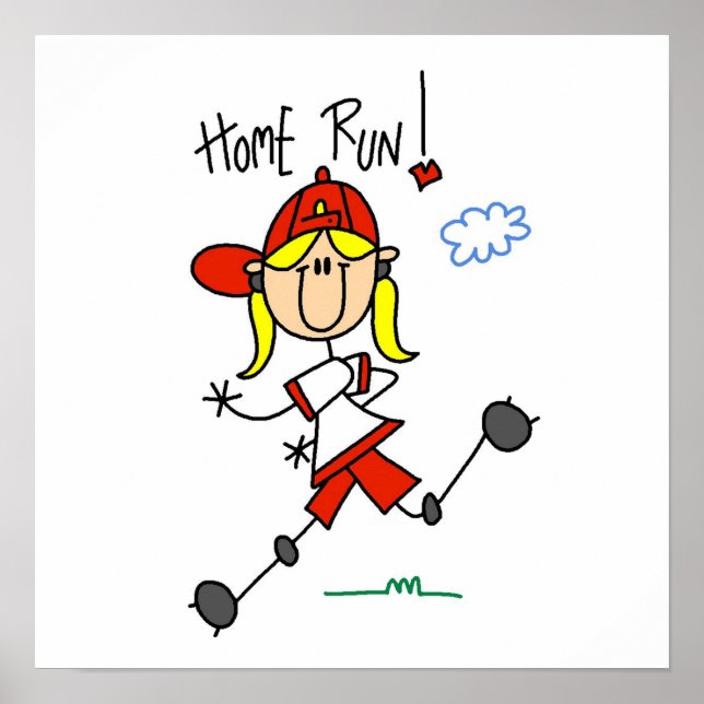 Zuhause Run Girls Softball-T - Shirt und Geschenke Poster (Vorne)