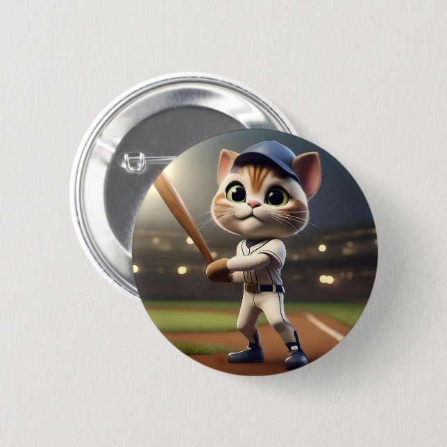 Zuhause Run Hitter: Die 3D-Baseball-Katze nimmt ei Button (Vorne & Hinten)