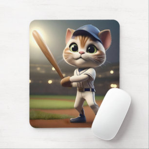 Zuhause Run Hitter: Die 3D-Baseball-Katze nimmt ei Mousepad