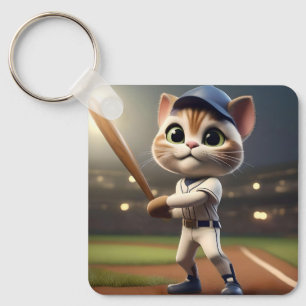 Zuhause Run Hitter: Die 3D-Baseball-Katze nimmt ei Schlüsselanhänger